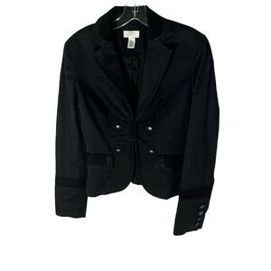 Ann Taylor Loft Military Style Knit Twill Black Classic Blazer Size 4